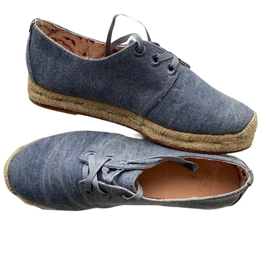 New Joie Denim Lace Up Espadrilles Sneaker…
